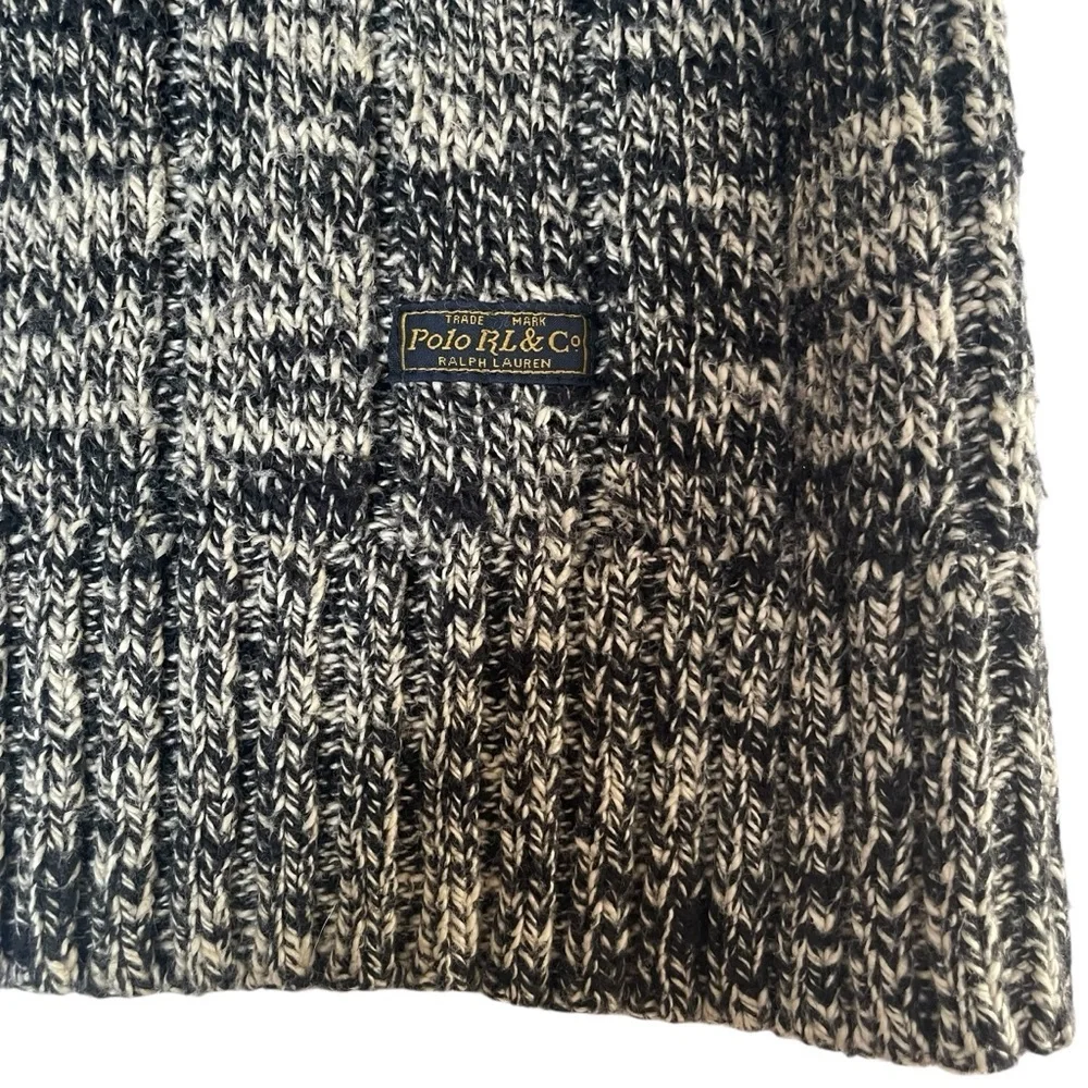 Polo Ralph Lauren Knit Sweater Men’s M Black & White Tweed Unisex Old Money